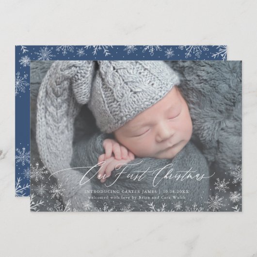 ベビー初めてのクリスマス生まれたばかりのホリデーカード シーズンカード (正面/裏面)