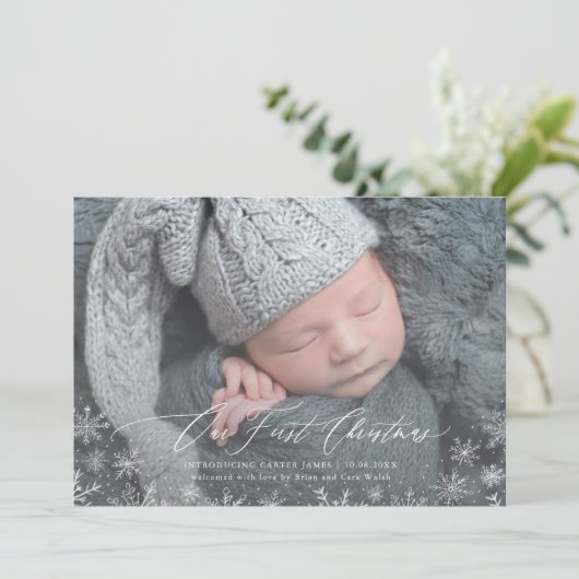ベビー初めてのクリスマス生まれたばかりのホリデーカード シーズンカード (スタンド正面)