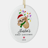 ベビー初めてのクリスマス男の赤ちゃんスロッス セラミックオーナメント (右)
