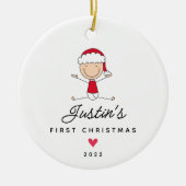 ベビー初めてのクリスマス男の赤ちゃんセラミックオーナメント セラミックオーナメント (正面)