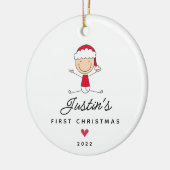 ベビー初めてのクリスマス男の赤ちゃんセラミックオーナメント セラミックオーナメント (左)