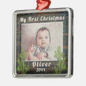 ベビー初めてのクリスマス素朴ウッド メタルオーナメント (左)