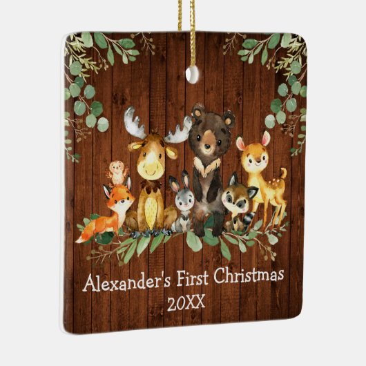 ベビー初めてのクリスマス素朴動物の写真 セラミックオーナメント (右)