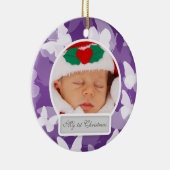 ベビー初めてのクリスマス蝶紫 セラミックオーナメント (右)