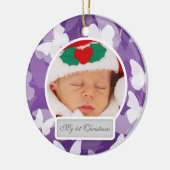 ベビー初めてのクリスマス蝶紫 セラミックオーナメント (左)