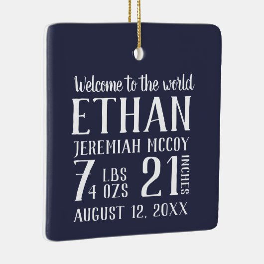 ベビー初めてのクリスマス誕生統計写真 セラミックオーナメント (右)