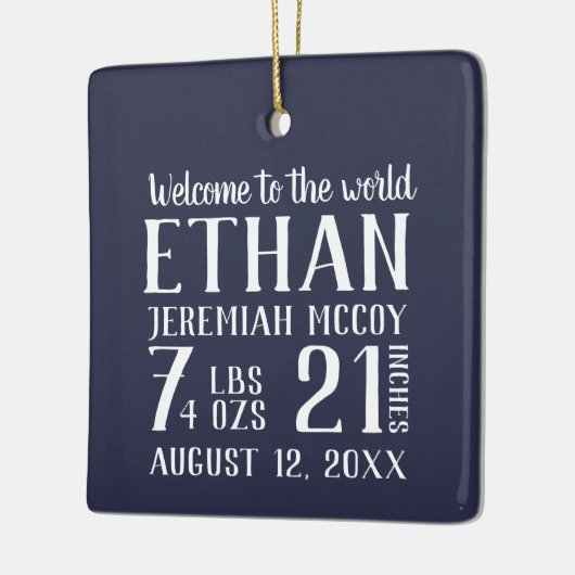 ベビー初めてのクリスマス誕生統計写真 セラミックオーナメント (左)