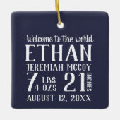 ベビー初めてのクリスマス誕生統計写真 セラミックオーナメント (正面)