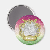 ベビー初めてのクリスマス赤い緑の黄色のドット マグネット (正面/裏面)