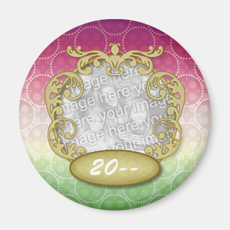 ベビー初めてのクリスマス赤い緑の黄色のドット マグネット