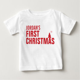 ベビー初めてのクリスマス赤 ベビーTシャツ