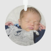 ベビー初めてのクリスマス離れ名Photo Yearティール（緑がかった色） オーナメント (裏面)