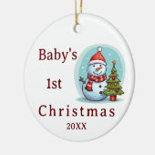 ベビー初めてのクリスマス雪だるまオーナメント セラミックオーナメント (左)