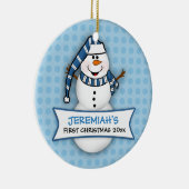 ベビー初めてのクリスマス雪だるまオーナメント セラミックオーナメント (右)
