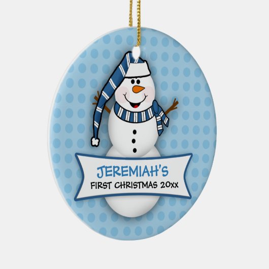 ベビー初めてのクリスマス雪だるまオーナメント セラミックオーナメント (右)