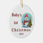 ベビー初めてのクリスマス雪だるまオーナメント セラミックオーナメント (右)