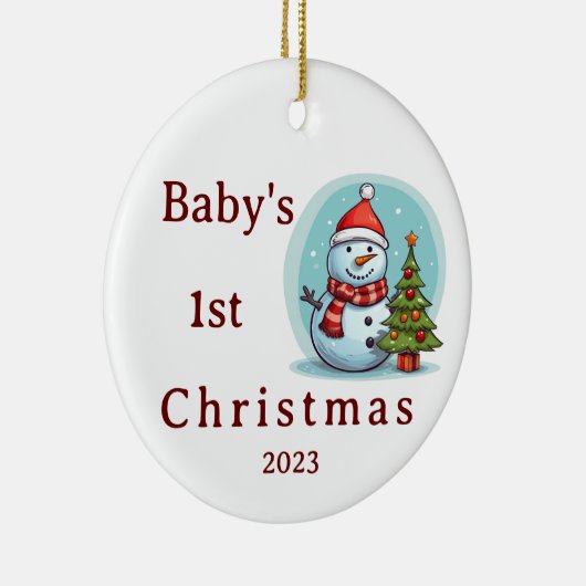 ベビー初めてのクリスマス雪だるまオーナメント セラミックオーナメント (右)