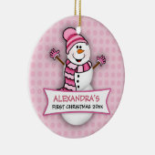 ベビー初めてのクリスマス雪だるまオーナメント セラミックオーナメント (右)