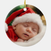 ベビー初めてのクリスマス雪だるま写真 セラミックオーナメント (裏面)