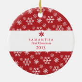 ベビー初めてのクリスマス雪片オーナメント セラミックオーナメント (裏面)
