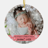 ベビー初めてのクリスマス雪片 セラミックオーナメント (正面)