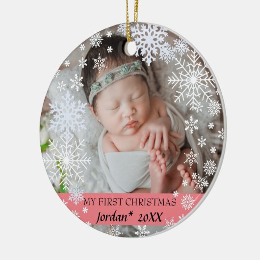 ベビー初めてのクリスマス雪片 セラミックオーナメント (左)