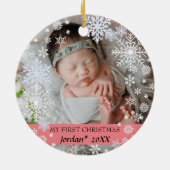 ベビー初めてのクリスマス雪片 セラミックオーナメント (裏面)