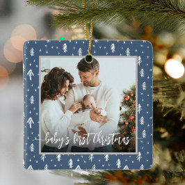 ベビー初めてのクリスマス青 セラミックオーナメント