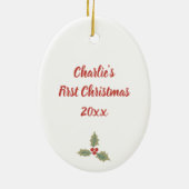 ベビー初めてのクリスマス1stキュートパステルフローラ セラミックオーナメント (裏面)