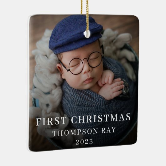 ベビー初めてのクリスマス2枚かわいい生まれたばかりの写真 セラミックオーナメント (右)