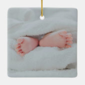 ベビー初めてのクリスマス2枚かわいい生まれたばかりの写真 セラミックオーナメント (裏面)