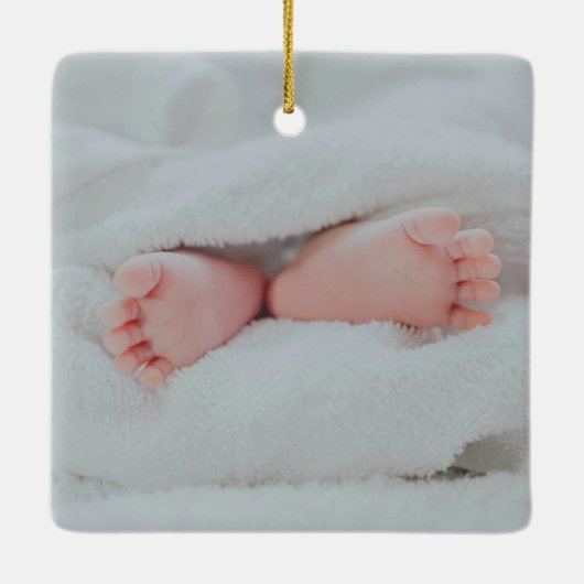 ベビー初めてのクリスマス2枚かわいい生まれたばかりの写真 セラミックオーナメント (裏面)