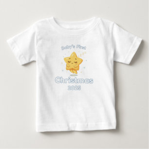 ベビー初めてのクリスマス2025かわいい眠る星 ベビーTシャツ