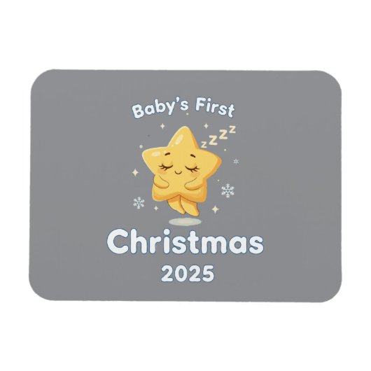 ベビー初めてのクリスマス2025かわいい眠る星 マグネット (横)