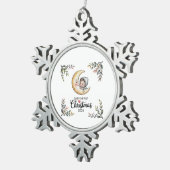 ベビー初めてのクリスマス2025ヴィンテージムーン&ベビー スノーフレークピューターオーナメント (右)