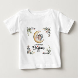 ベビー初めてのクリスマス2025ヴィンテージムーン&ベビー ベビーTシャツ