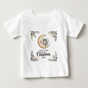 ベビー初めてのクリスマス2025ヴィンテージムーン&ベビー ベビーTシャツ