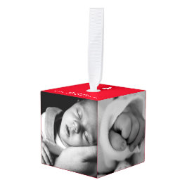 ベビー初めてのクリスマス5写真赤名誕生日 キューブオーナメント