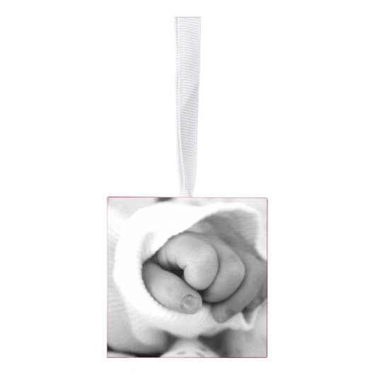 ベビー初めてのクリスマス5写真赤名誕生日 キューブオーナメント (右)