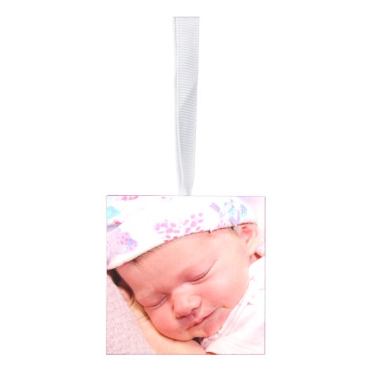 ベビー初めてのクリスマス5枚の写真キープザークピンク キューブオーナメント (右)