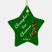 "ベビー初めてのクリスマス"の-クリスマスのストッキング セラミックオーナメント (右)