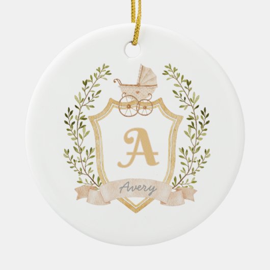 ベビー初めてのクリスマス |クレストモノグラム セラミックオーナメント (正面)