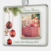 ベビー初めてのクリスマス シルバープレートフレームオーナメント (左)
