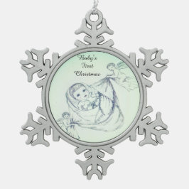 ベビー初めてのクリスマス スノーフレークピューターオーナメント