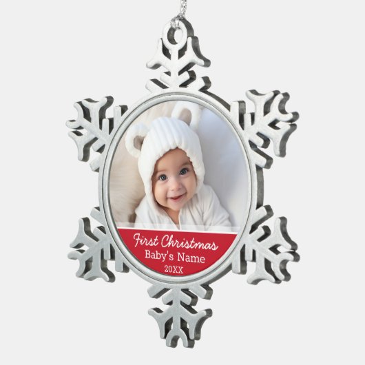 ベビー初めてのクリスマス スノーフレークピューターオーナメント (右)