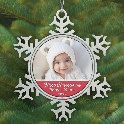 ベビー初めてのクリスマス スノーフレークピューターオーナメント