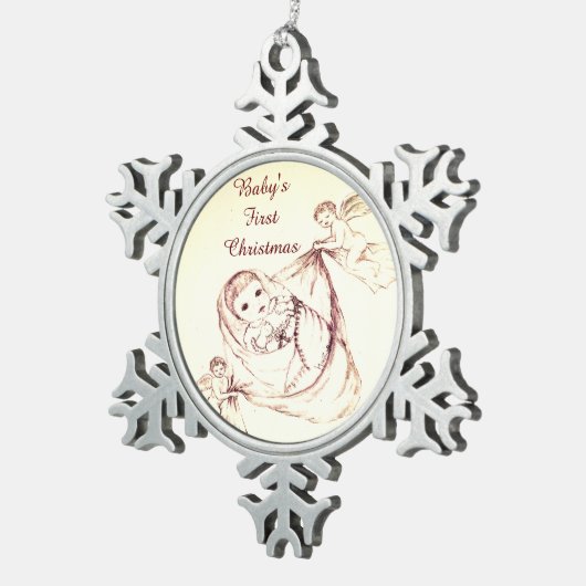 ベビー初めてのクリスマス スノーフレークピューターオーナメント (右)