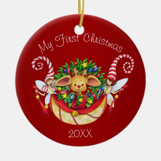 ベビー初めてのクリスマス セラミックオーナメント (正面)