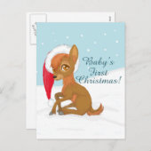 ベビー初めてのクリスマス（トナカイ） シーズンポストカード (正面/裏面)