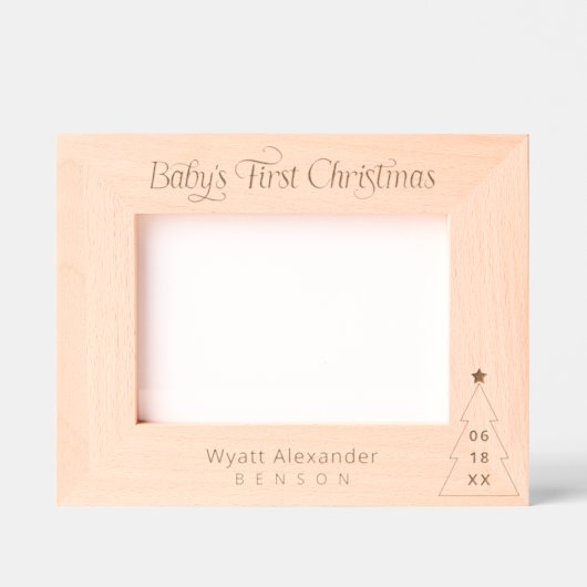 ベビー初めてのクリスマス パーソナライズされた レーザー彫刻フレーム (正面)